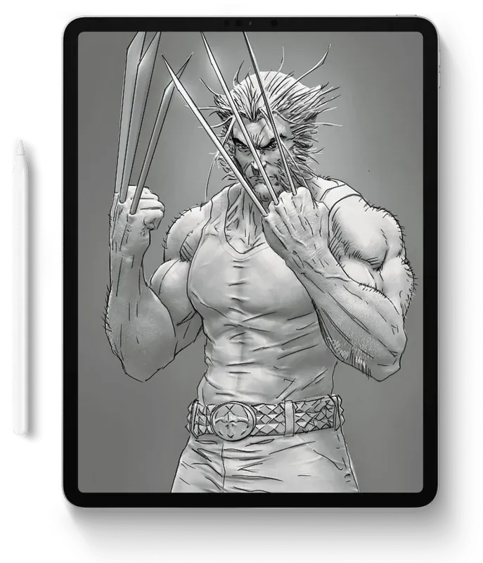 Wolverine drawn digitally on an iPad